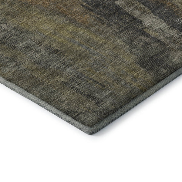 HomeRoots 8' Charcoal Gold & Copper Abstract Round Rug - Washable, UV-Protected, Stain-Resistant Design for Homes 695981