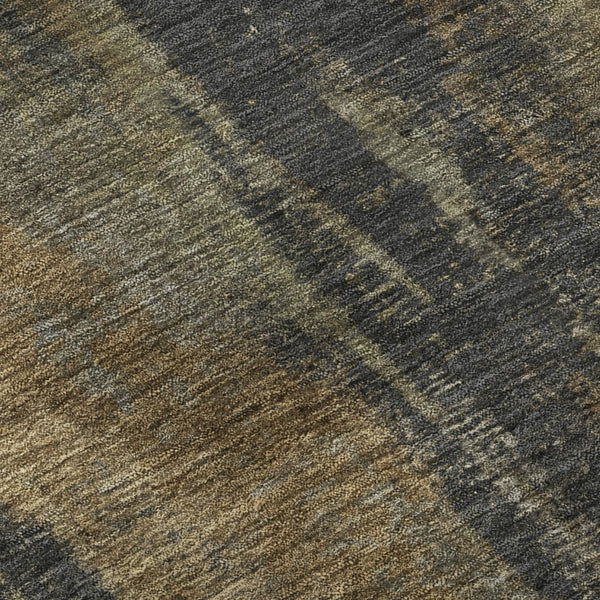 HomeRoots 8' Charcoal Gold & Copper Abstract Round Rug - Washable, UV-Protected, Stain-Resistant Design for Homes 695981