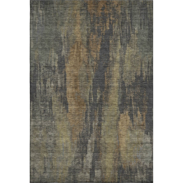 HomeRoots 9' X 12' Modern Charcoal Gold & Copper Washable Area Rug with UV Protection for Busy Homes 695983