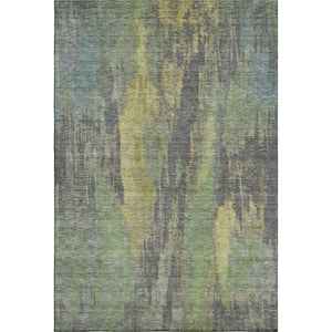 HomeRoots 5' X 8' Washable Green Gray Gold Abstract Area Rug with UV Protection - Ideal for Families & Pets 695986