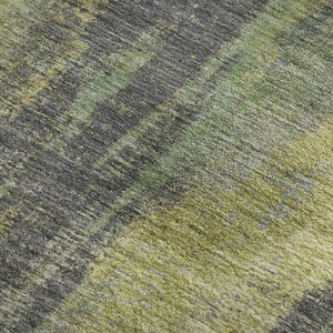 HomeRoots 5' X 8' Washable Green Gray Gold Abstract Area Rug with UV Protection - Ideal for Families & Pets 695986