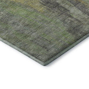 HomeRoots 8' Washable Round Area Rug in Green, Gray & Gold – Durable, UV-Protected, Pet-Friendly Design! 695987