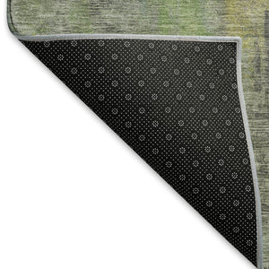 HomeRoots 8' X 10' Stylish Green Gray Gold Abstract Washable Area Rug with UV Protection for Modern Homes 695988