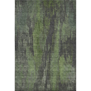 HomeRoots 8' X 10' Olive Green Charcoal & Gray Abstract Washable Area Rug - UV Protected, Durable Style! 695994