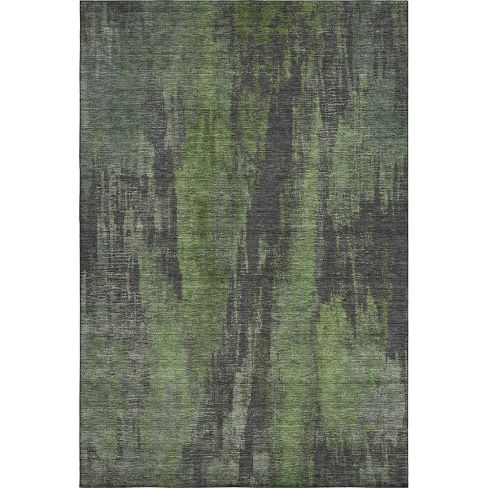 HomeRoots 9' X 12' Olive Green Charcoal Gray Abstract Area Rug - Washable, UV Protected & Pet Friendly Design! 695995