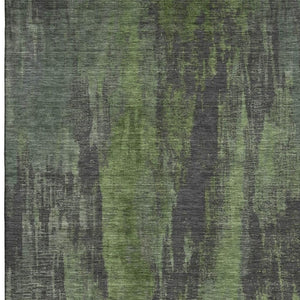HomeRoots 10' Olive Green Charcoal Gray Abstract Washable Area Rug - Stylish, Durable, UV Protected Design! 695996