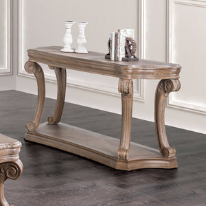 English Elm 1pc Sofa Table Industrial U-Shape Metal Base with Replicated Wood Top Rustic Sand Black Finish Durable Elegant Oak 58 L x 24 W x 11 H B2741P360608