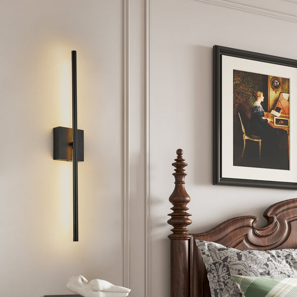 English Elm 28" Modern LED Wall Sconce 2-Pack Black Matte Iron, Dimmable 3000-6500K CRI95 Remote Controlled Indoor Fixture W2312P374997
