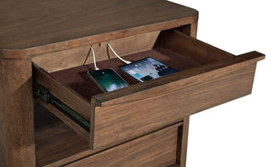 English Elm 2-drawer Walnut Veneer Nightstand with Cedar Lining Open Shelf and Tapered Legs B016P459858