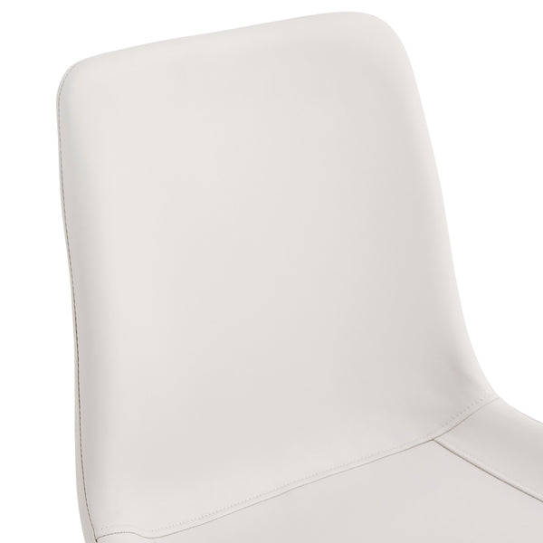 English Elm White faux leather dining chairs set of 4 with curved widened cushions, black metal legs, easy-clean comfort W1151P346458