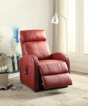 English Elm Ricardo Red PU Power Lift Recliner with Tufted Design, Pocket Coil Seat, Metal Base & Remote B2726P252317