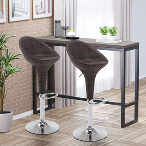 English Elm Homcom Adjustable Bar Stools Set Of 2, Rattan Bar Height Barstools With Swivel For Pub Counter Kitchen