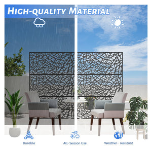 English Elm Metal Freestanding Privacy Screen Black 71" Tall — Decorative Outdoor Indoor Mesh Panel Divider, Sturdy Anchors, Easy Install W1859P215052