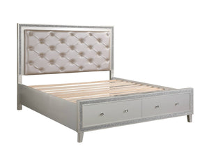 English Elm Sliverfluff Champagne Pu Leather California King Bed with Led Lighting and Storage B2726S00317