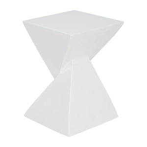 English Elm All Weather Mgo X Base Accent Table Geometric Sculptural Outdoor Indoor White N770P341402W