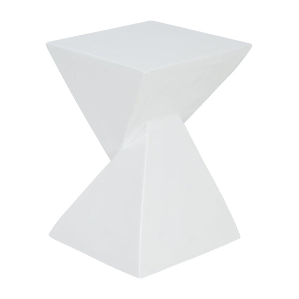 English Elm All Weather Mgo X Base Accent Table Geometric Sculptural Outdoor Indoor White N770P341402W