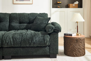 English Elm Casual Chenille Pleated Sofa - Modern Green 3-Seater With Stylish Comfort For Any Living Space W2100S00316