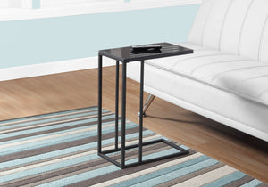 English Elm Accent C-Shaped Side Table with Thick Tempered Glass Top and Sturdy Metal Base for Living Rooms and Offices Black 26 L x 13 W x 5 H B2710P219182