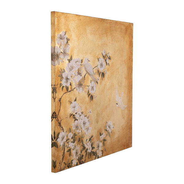 English Elm 38.6x38.6x1.4" Hand-painted Blossom Canvas Art with Textured Gold Acrylic Background W2078P481777