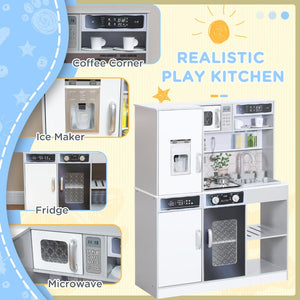 English Elm Qaba Kids Pretend Play Kitchen with Lights Sounds Running Water and Coffee Machine W2225P249830