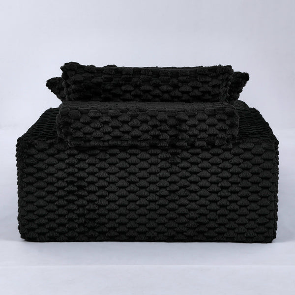 English Elm 51 Compact Comfort Sofa with Turtle Fleece, Sponge Support, Two Pillows, 400lb Capacity for Small Spaces Black W3371P326399