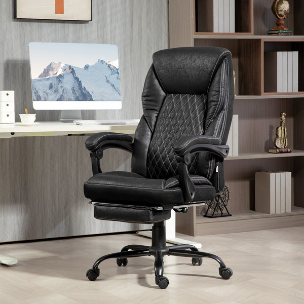 English Elm Homcom Ergonomic Executive Office Chair With Footrest, Big & Tall Design, Adjustable Recliner, Black W2225P250021