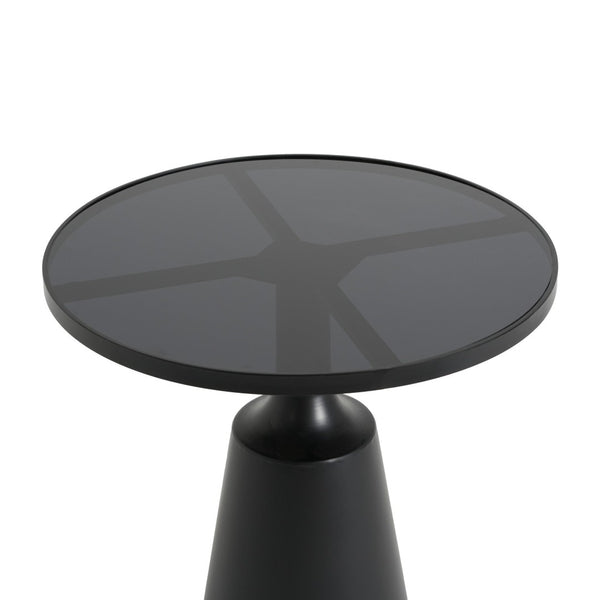 English Elm Modern Round Accent Table Marble Laminate Top Matte Black Iron Base Living Room N770P412286B