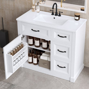English Elm 36 Inch Bathroom Vanity With Sink – Modern Design, Soft-Close Drawers & Adjustable Storage Shelf, White Finish N725P336549K