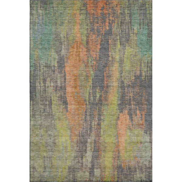 HomeRoots 9' X 12' Vibrant Abstract Area Rug in Orange, Teal & Gold - Durable, Washable & UV Protected Design 696001