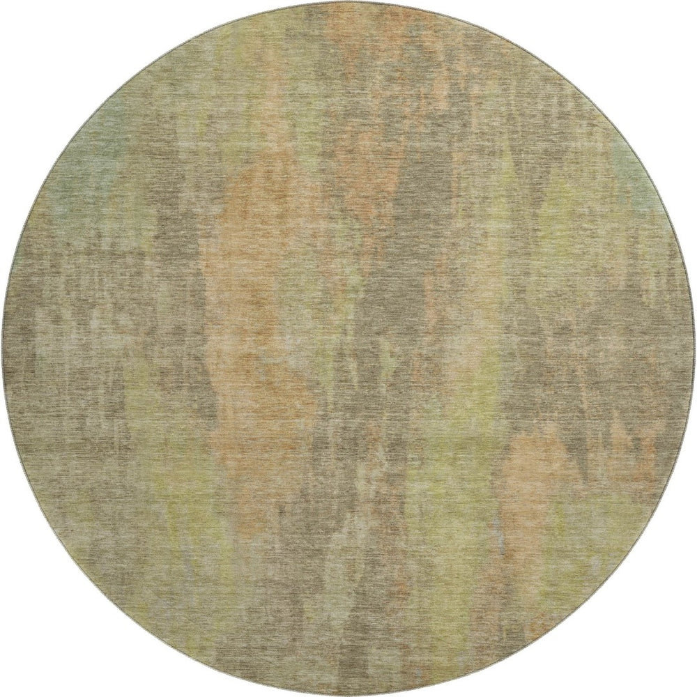 HomeRoots 8' Washable Round Rug in Taupe, Copper & Brown - Abstract Design with UV Protection for Any Space 696005