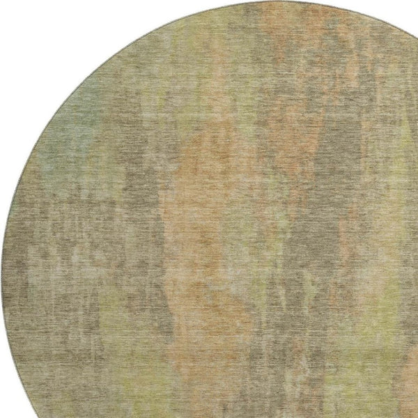 HomeRoots 8' Washable Round Rug in Taupe, Copper & Brown - Abstract Design with UV Protection for Any Space 696005