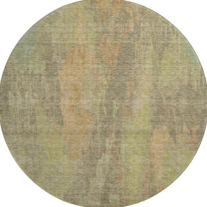 HomeRoots 8' Washable Round Rug in Taupe, Copper & Brown - Abstract Design with UV Protection for Any Space 696005