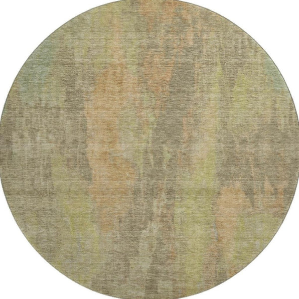 HomeRoots 8' Washable Round Rug in Taupe, Copper & Brown - Abstract Design with UV Protection for Any Space 696005