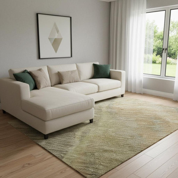 HomeRoots 8' X 10' Modern Abstract Washable Area Rug - Taupe, Copper & Brown with UV Protection & Non-Slip Design 696006