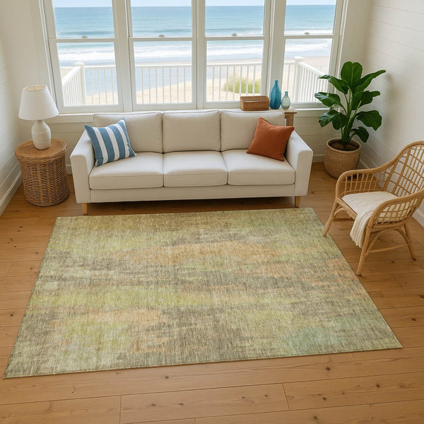 HomeRoots 9' X 12' Taupe Copper Brown Area Rug - Modern Abstract, Washable, UV Protected for Busy Homes 696007