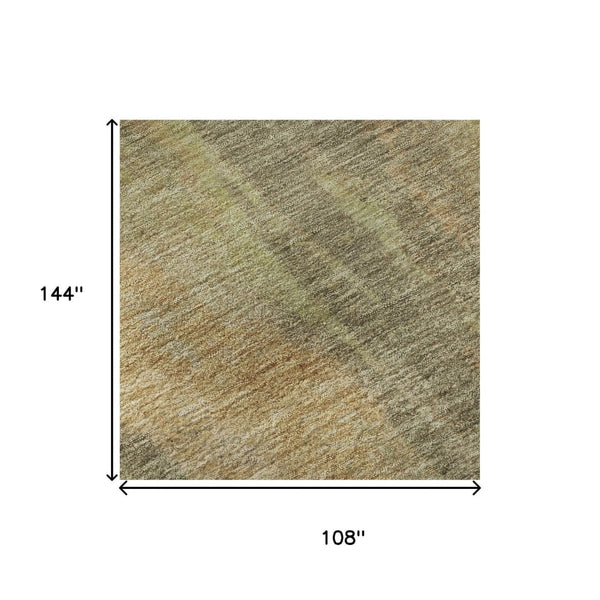 HomeRoots 9' X 12' Taupe Copper Brown Area Rug - Modern Abstract, Washable, UV Protected for Busy Homes 696007