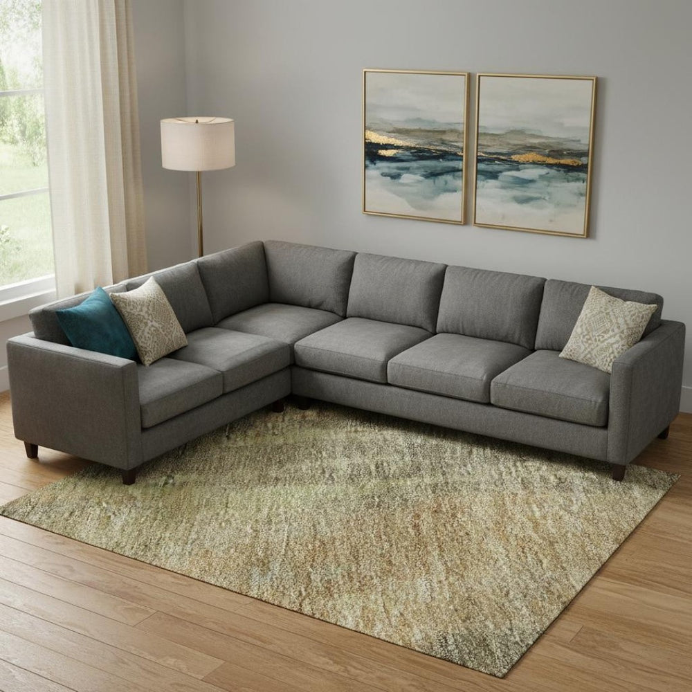 HomeRoots 9' X 12' Taupe Copper Brown Area Rug - Modern Abstract, Washable, UV Protected for Busy Homes 696007