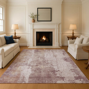 HomeRoots 5' x 8' Blush and Ivory Abstract Area Rug – Stain Resistant, UV Protected, Machine Washable Design! 696010