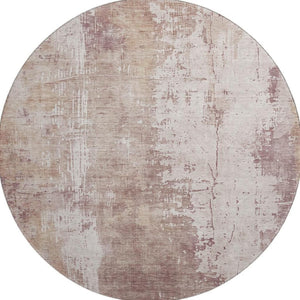 HomeRoots 8' Blush and Ivory Abstract Washable Round Rug - Stylish, Stain-Resistant, UV-Protected, Modern Design! 696011