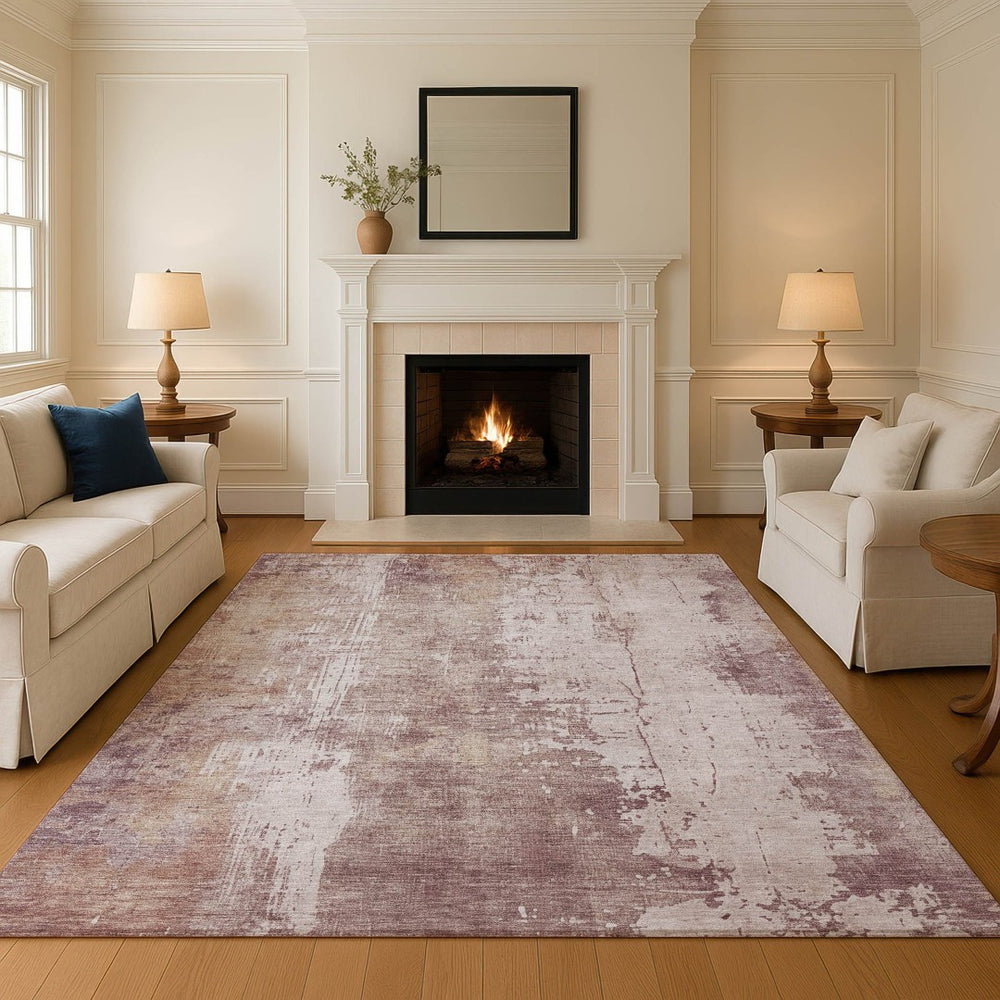 HomeRoots 8' X 10' Blush Ivory Abstract Washable Area Rug with UV Protection - Durable, Stylish & Easy Care! 696012