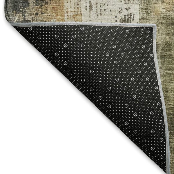 HomeRoots 8' Olive Green Copper Abstract Washable Round Rug with UV Protection - Stylish & Durable Design! 696017