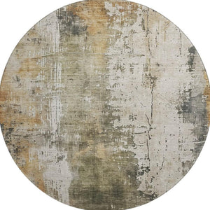 HomeRoots 8' Olive Green Copper Abstract Washable Round Rug with UV Protection - Stylish & Durable Design! 696017