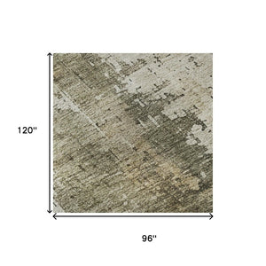 HomeRoots 8' X 10' Olive Green Copper Abstract Washable Area Rug with UV Protection for Stylish Living Spaces 696018