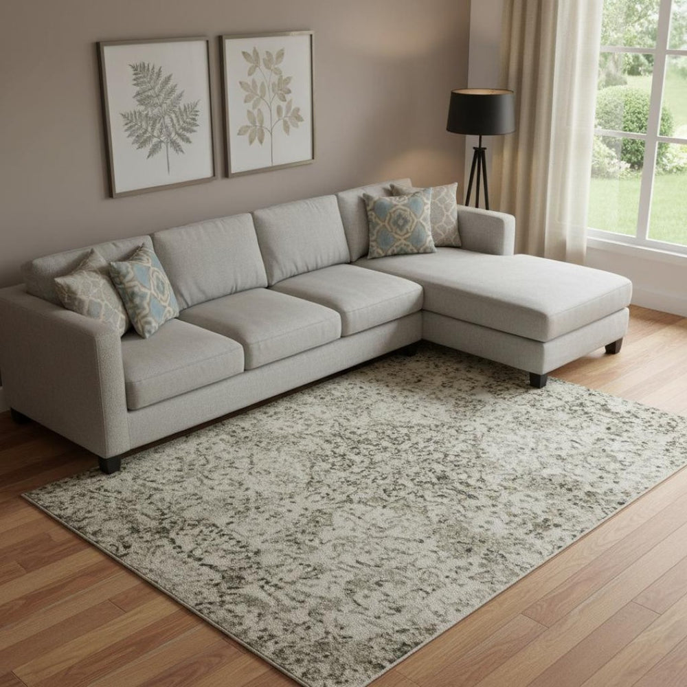 HomeRoots 9' X 12' Olive Green Abstract Washable Area Rug with UV Protection - Stylish, Durable & Practical! 696019