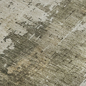 HomeRoots 10' X 14' Olive Green Abstract Area Rug - Washable, UV-Resistant, Durable Design for Modern Spaces 696020