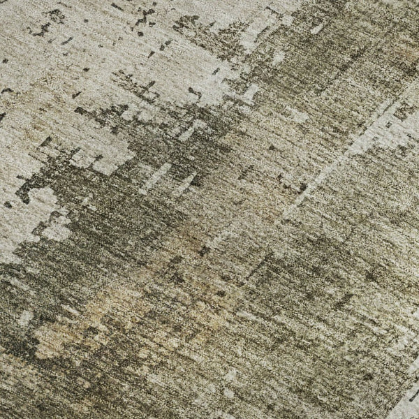 HomeRoots 10' X 14' Olive Green Abstract Area Rug - Washable, UV-Resistant, Durable Design for Modern Spaces 696020