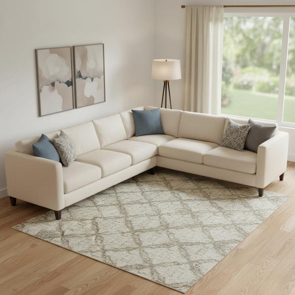 HomeRoots 9' X 12' Stylish Pewter Gold Ivory Abstract Washable Area Rug - Durable, UV Protected & Non-Slip 696025