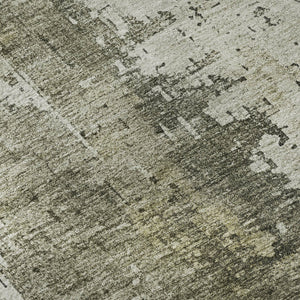 HomeRoots 9' X 12' Stylish Pewter Gold Ivory Abstract Washable Area Rug - Durable, UV Protected & Non-Slip 696025
