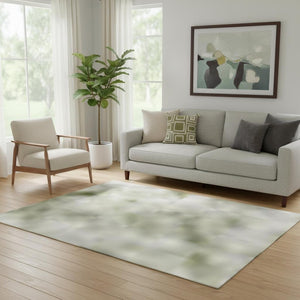 HomeRoots 5' X 8' Stylish Sage & Ivory Abstract Area Rug - Washable, UV Protected, Durable & Non-Slip Backing! 696028
