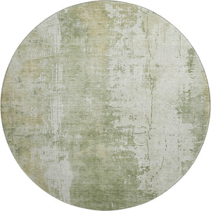 HomeRoots 8' Sage and Ivory Abstract Round Rug - Washable, UV Protected, Stylish & Durable for Modern Homes 696029